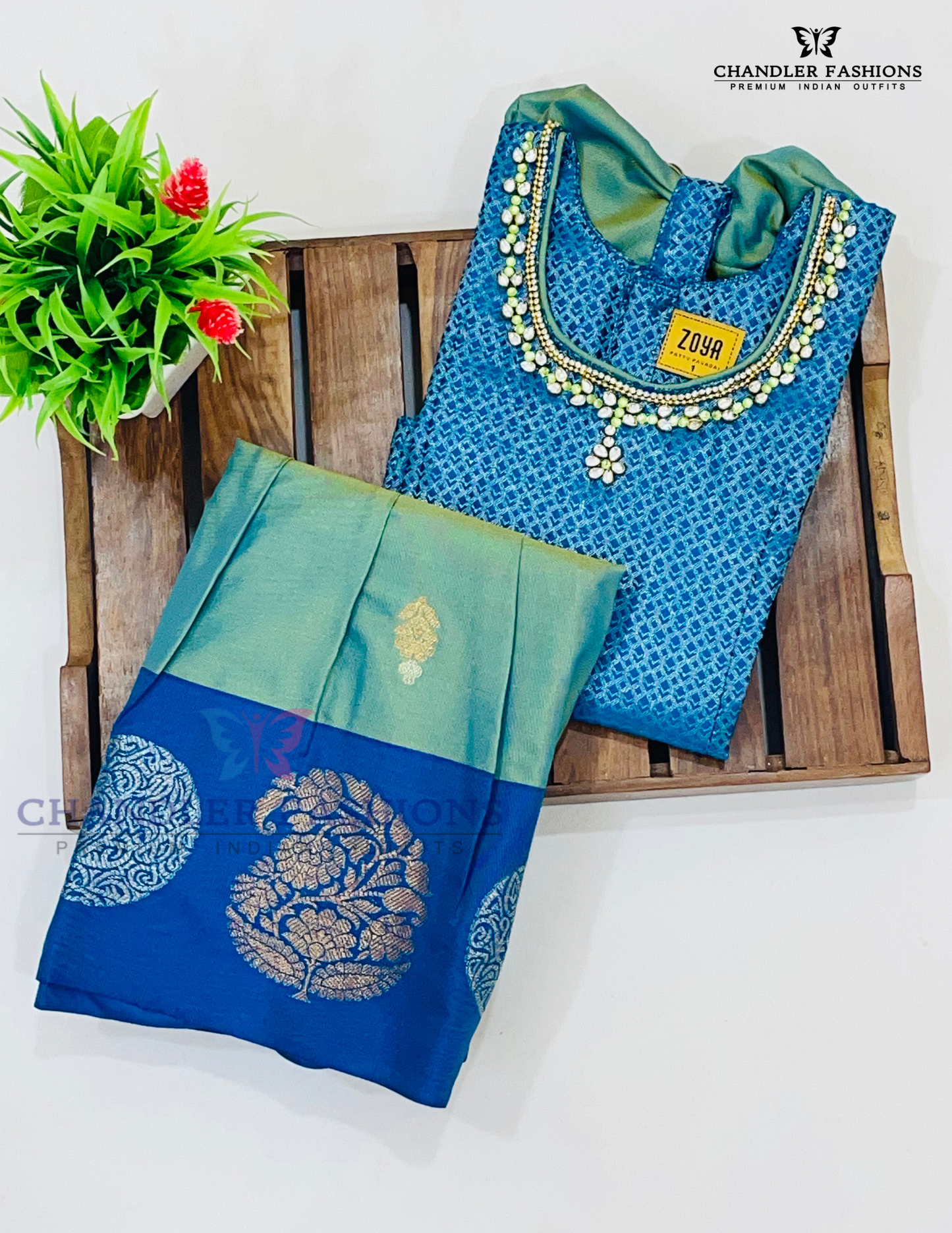 Soft Silk Langa Set With Stone Work In USA