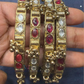 Red And White Color Stones Gold Plated Bangles Near Me