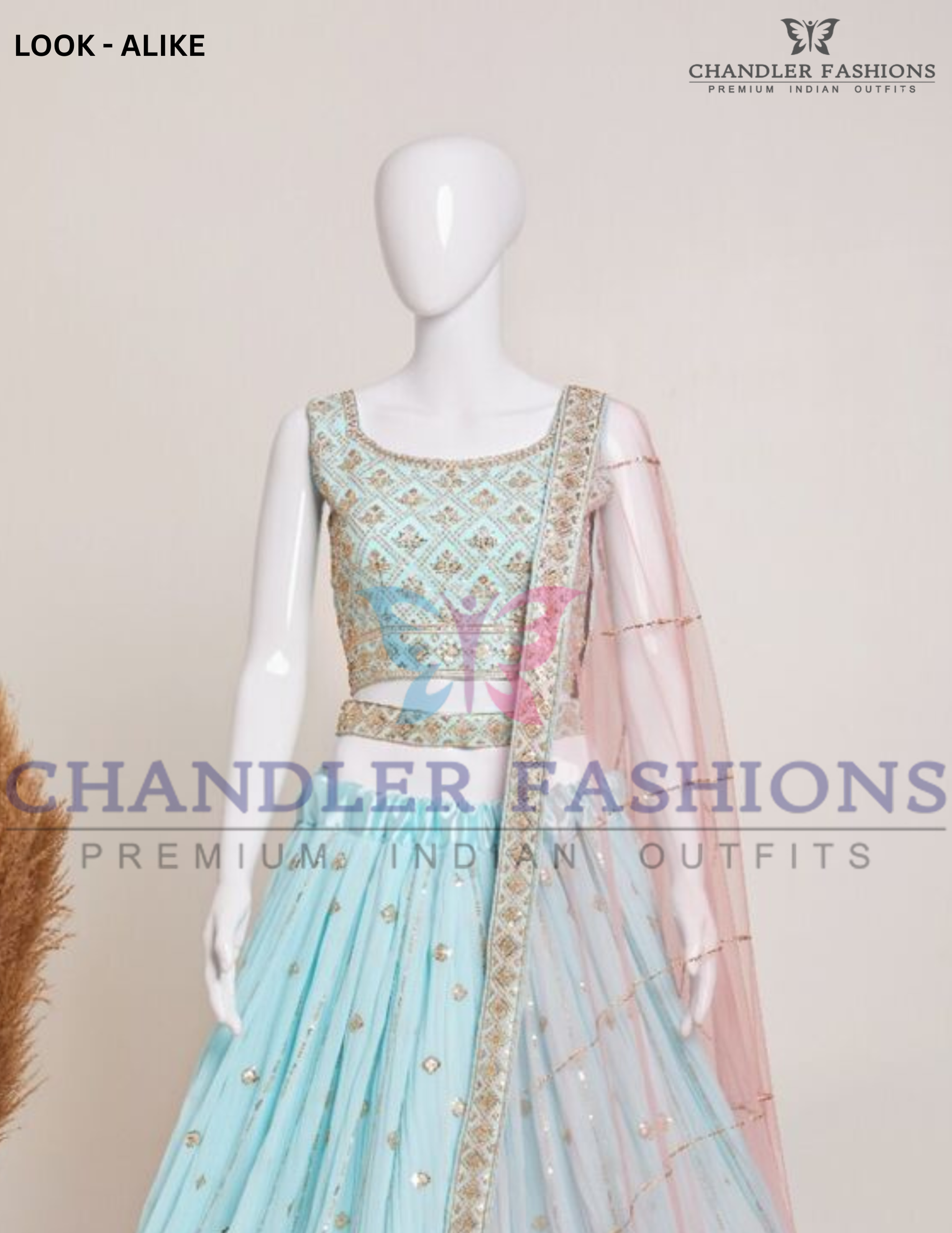 Attractive Sky Blue Color Georgette Embroidery Sequins Work Lehenga Near Me