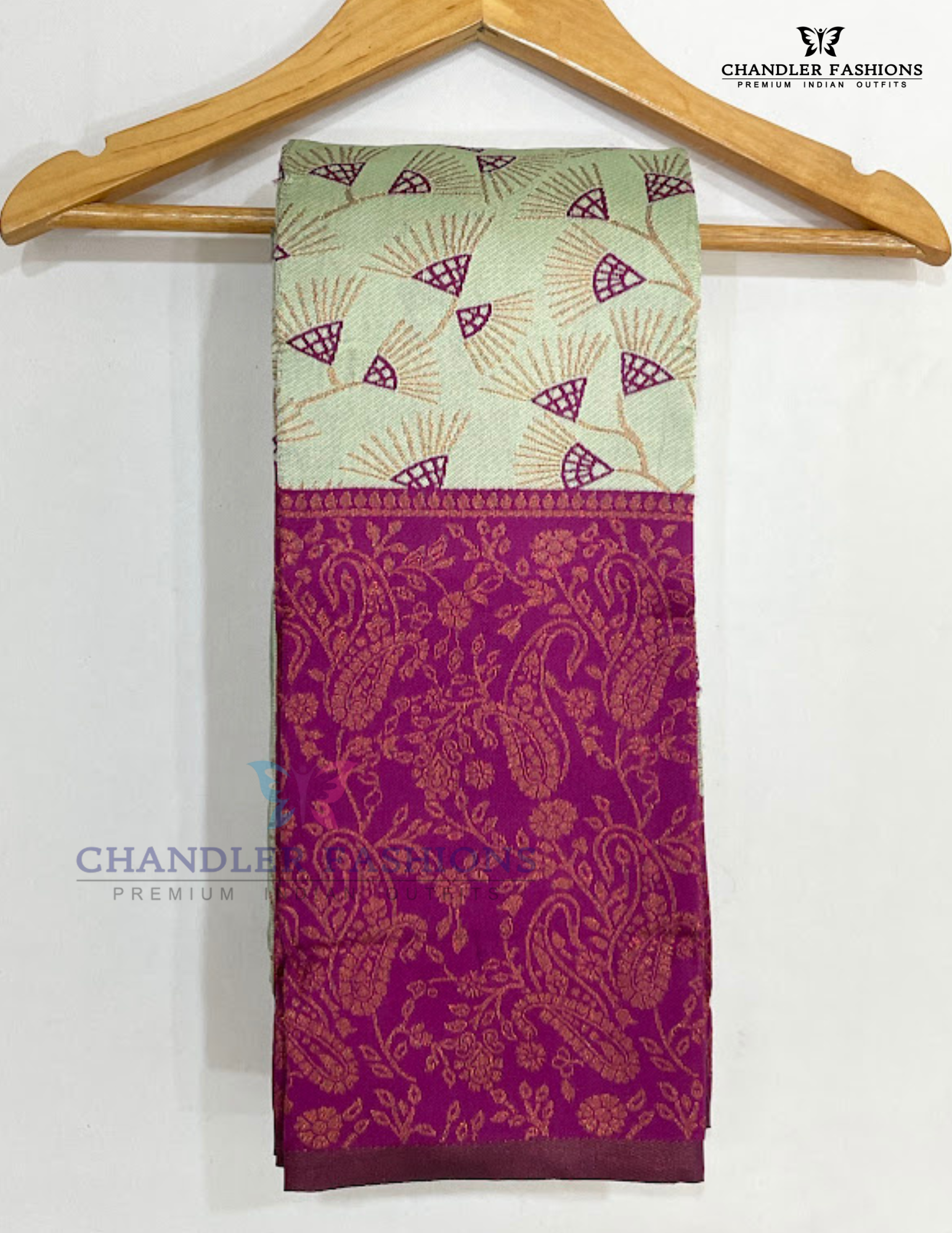 Pista Green Color With Purple Border Art Silk Saree For Women Near Me