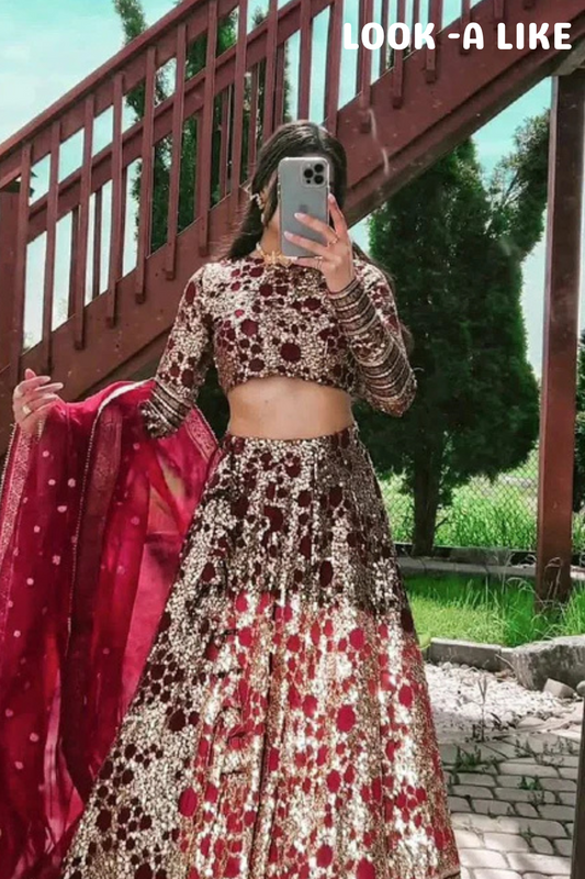 Charming Maroon Color Embroidery With Sequins Work Lehenga Choli For Women