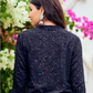 Black Color Rayon With Chikankari Work Kurti In Yuma