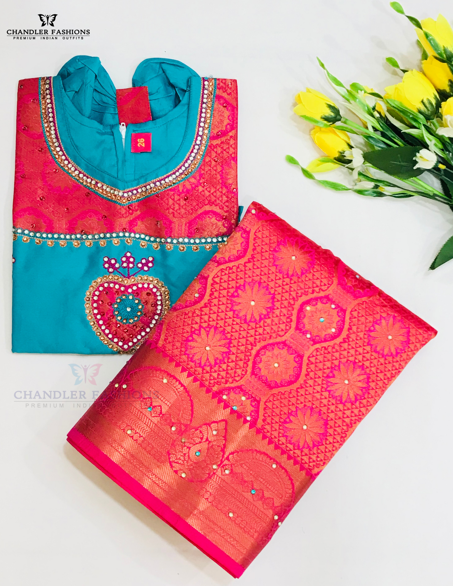 Elegant Pink Colored Silk Langa Sets In Chandler