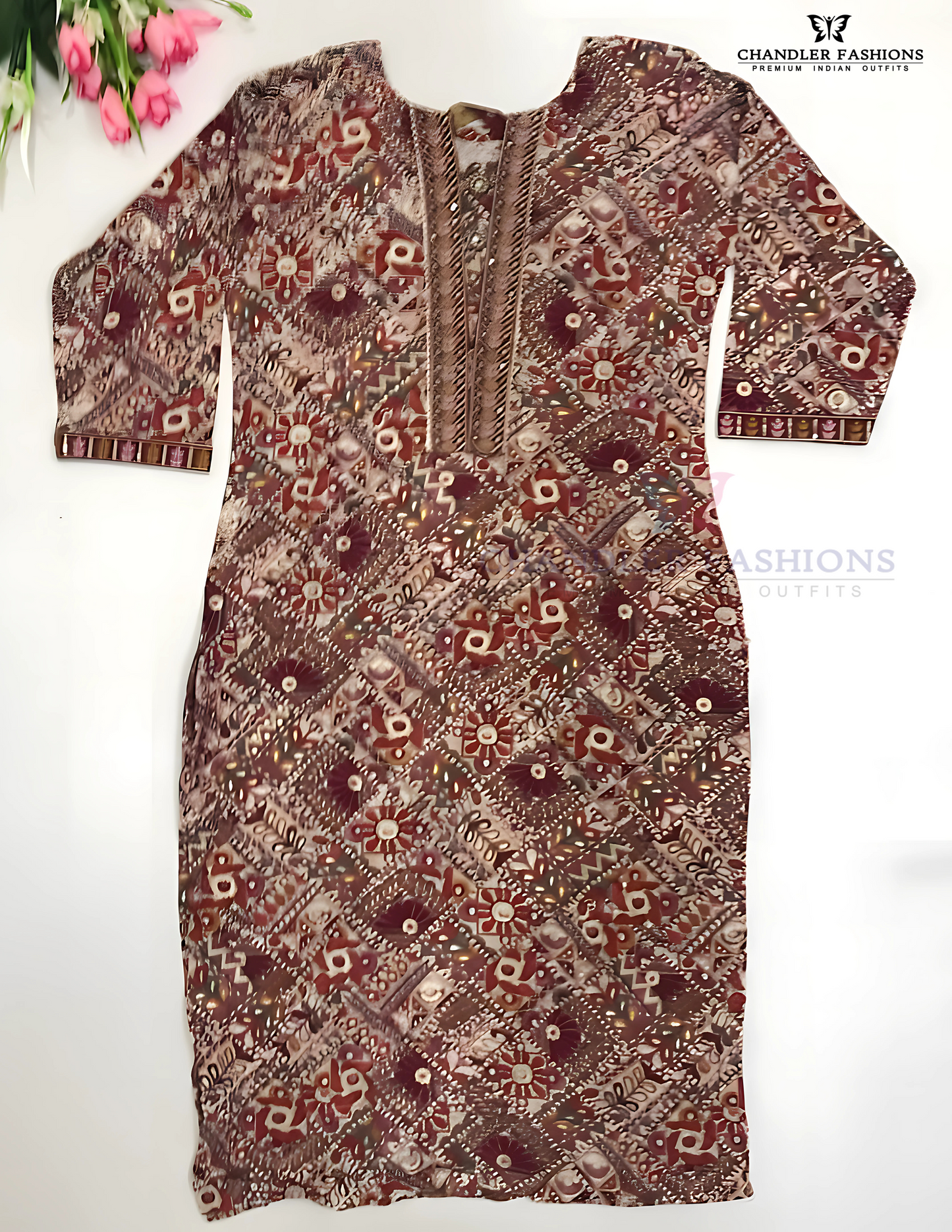 Elegant Multicolor Rayon With Embroidery And Sequins Work Kurti For Girls
