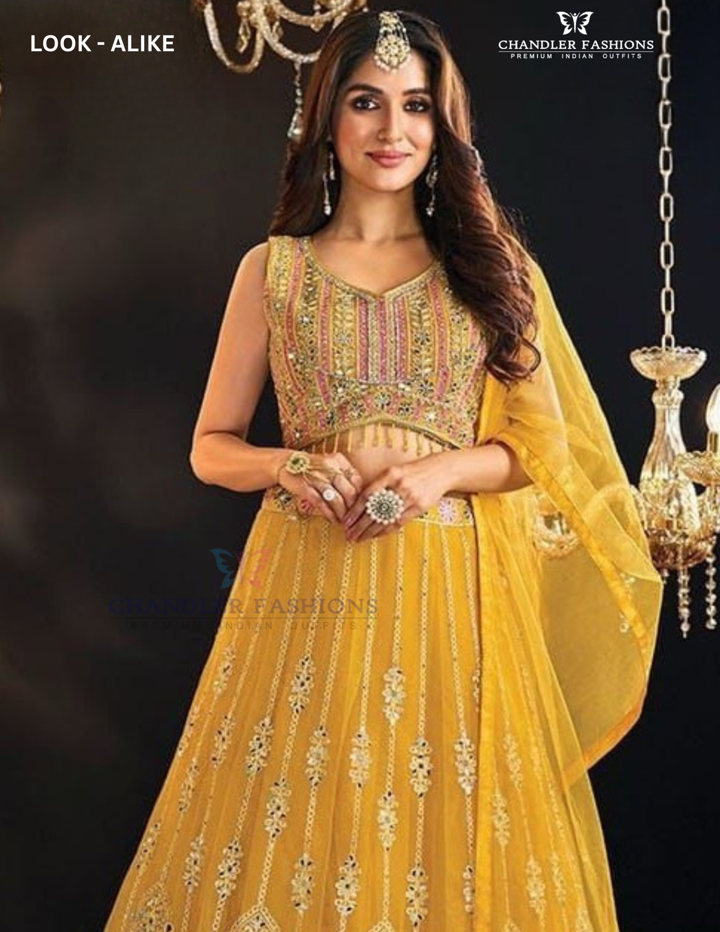 Charming Yellow Color Embroidery And Mirror Work Lehenga Near Me