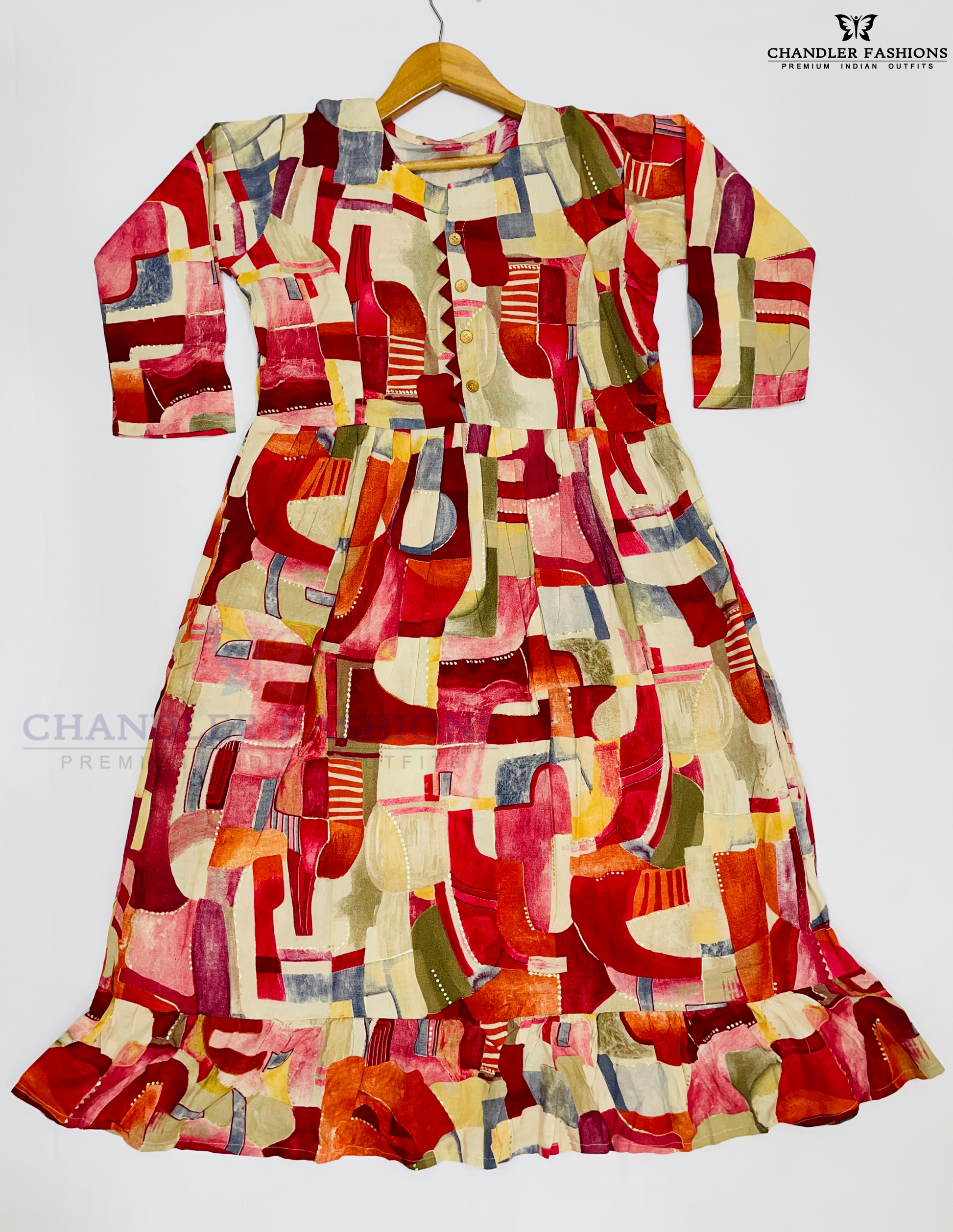 Multicolor Color Rayon With Self Design Work Kurti In USA
