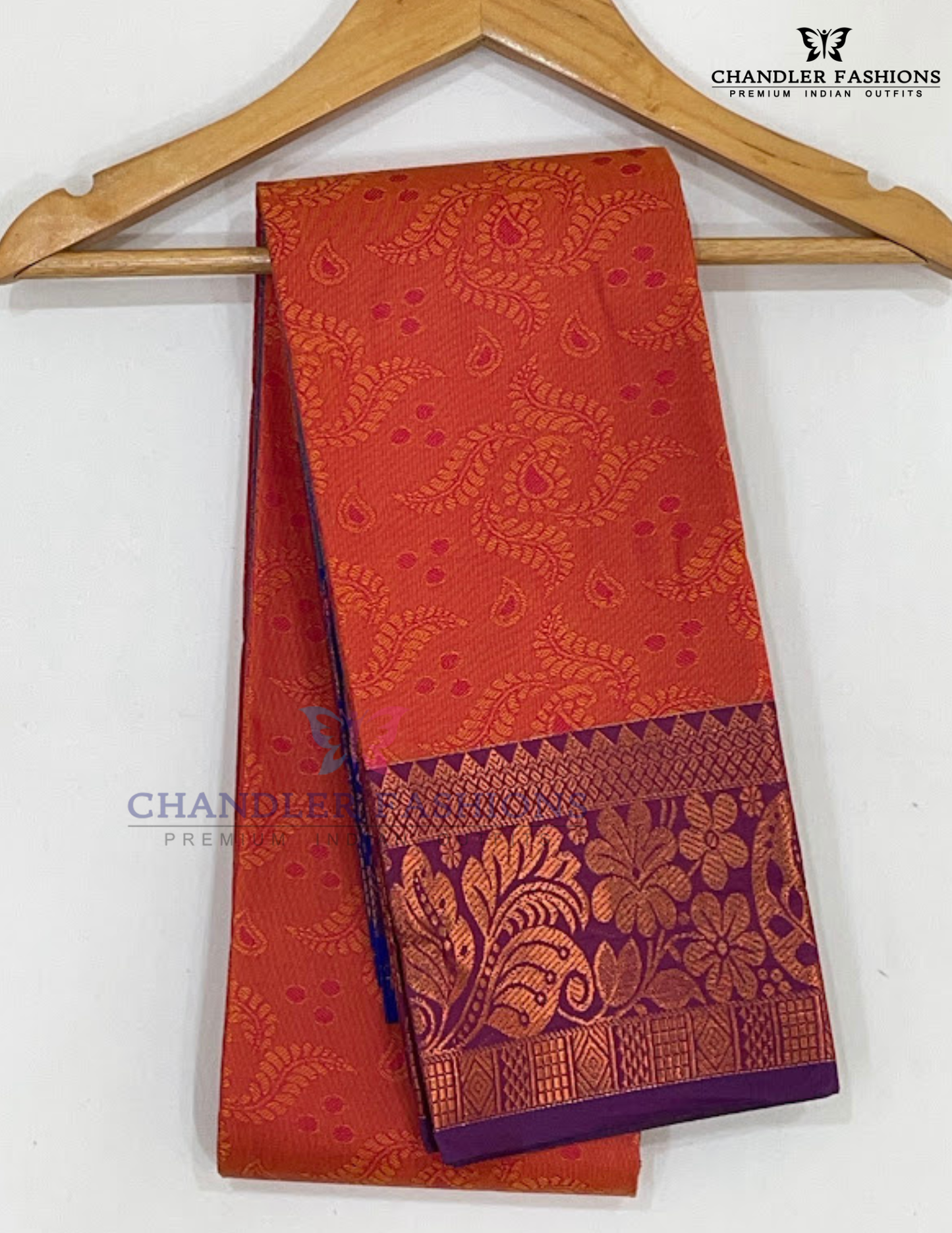 Red Color Art Silk Saree With Purple Color Gold Zari Border For Women Near Me