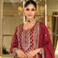 Charming Maroon Color Soft Organza With Embroidery Work Salwar Suits Near Me