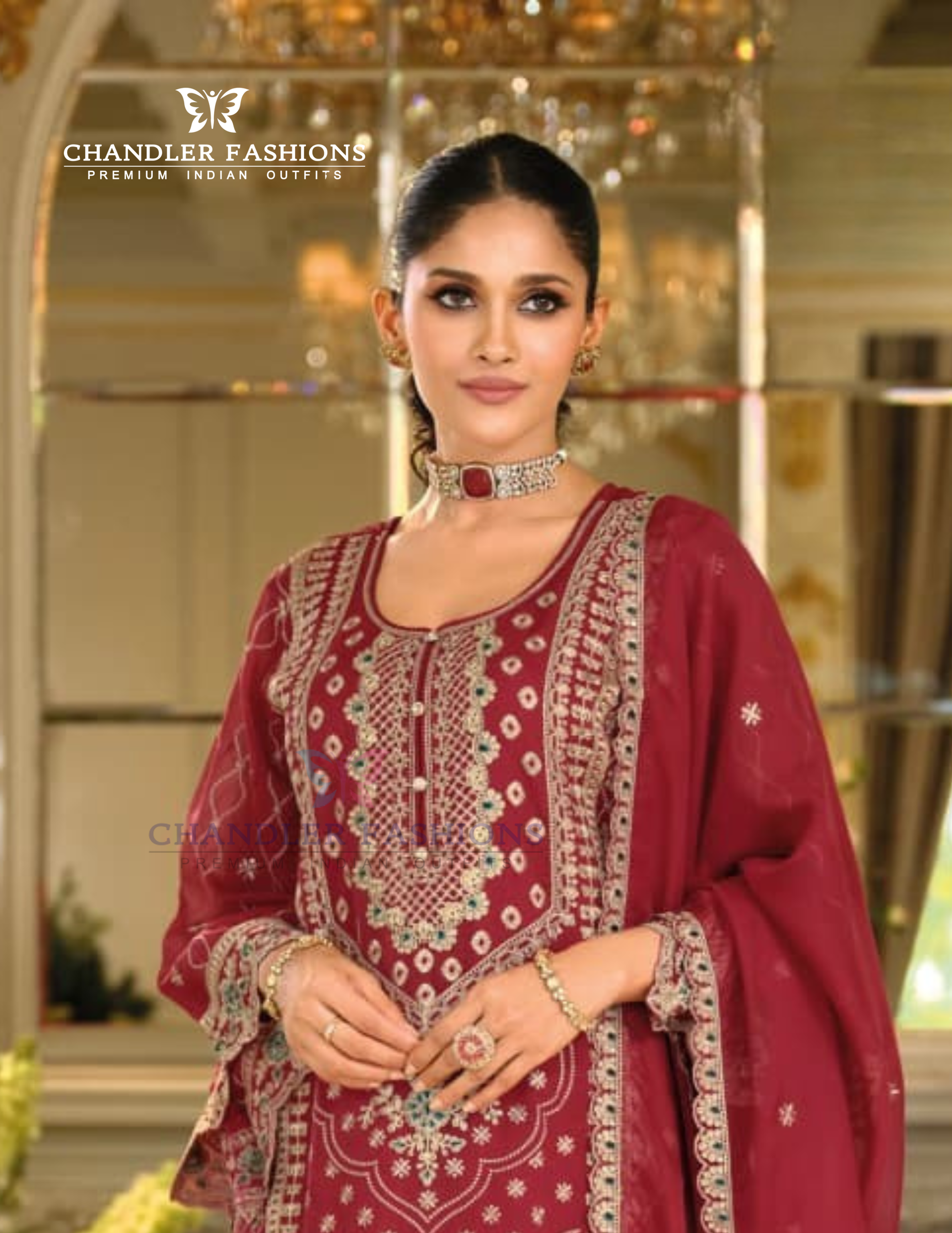 Charming Maroon Color Soft Organza With Embroidery Work Salwar Suits Near Me