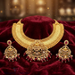 Elegant Temple Style Gold Plated Peacock Necklace Set With Earrings For Women