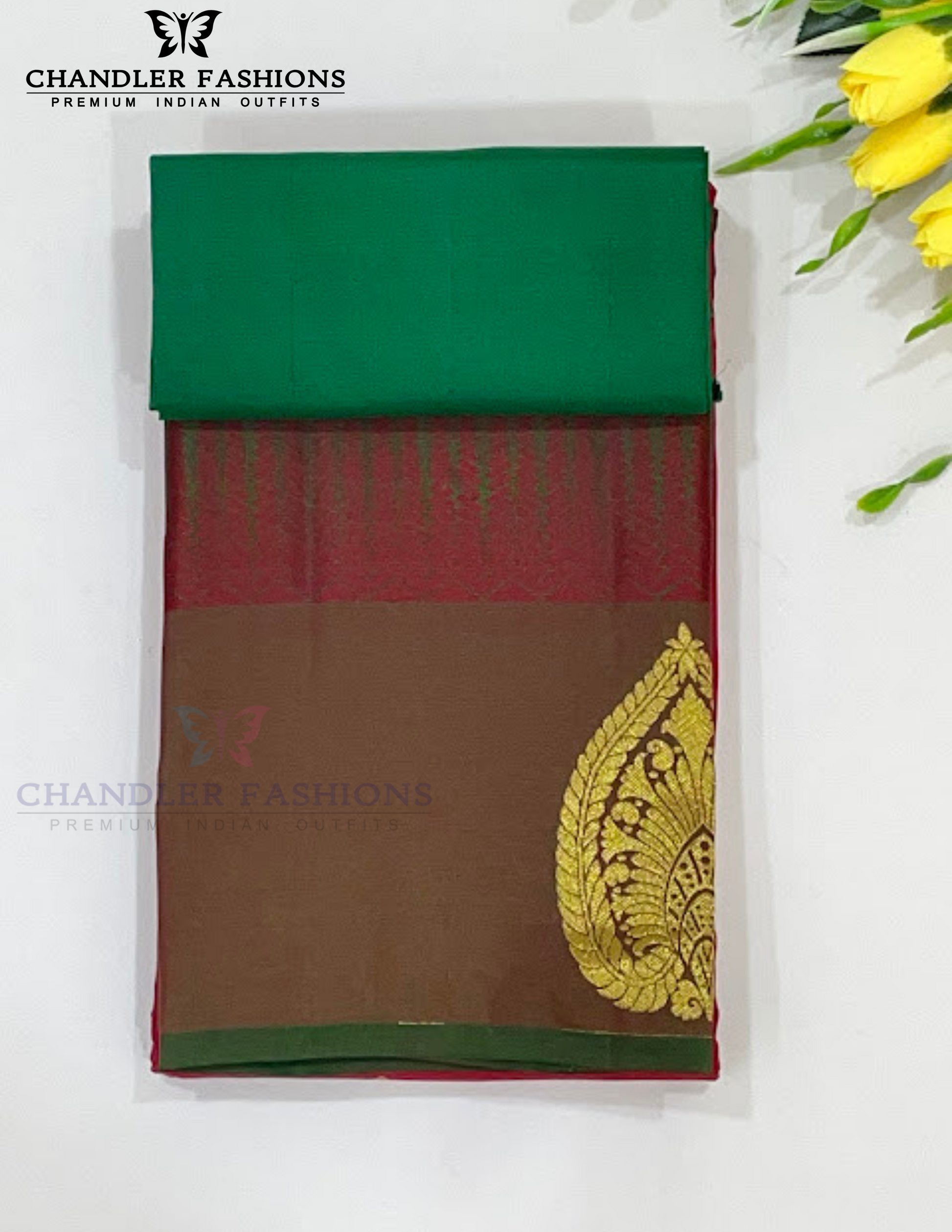 Gorgeous Red Color Pure Kanchi Silk With Gold Zari Work Saree For Women - SILKMARK CERTIFIED