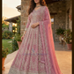 Elegant Pink Color Premium Georgette With Heavy Zari And Thread Embroidery Work Anarkali Gown