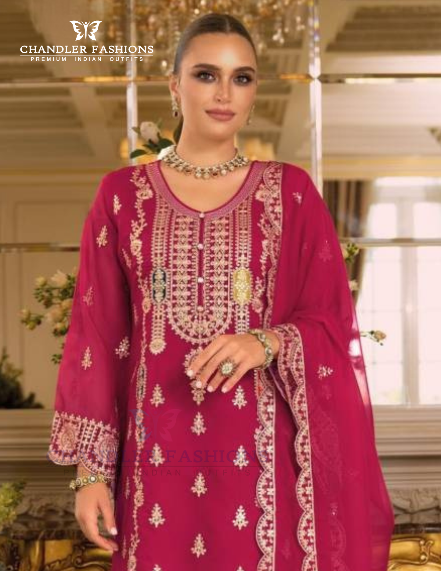 Pink Color Organza With Embroidery Work Salwar Suits Near Me