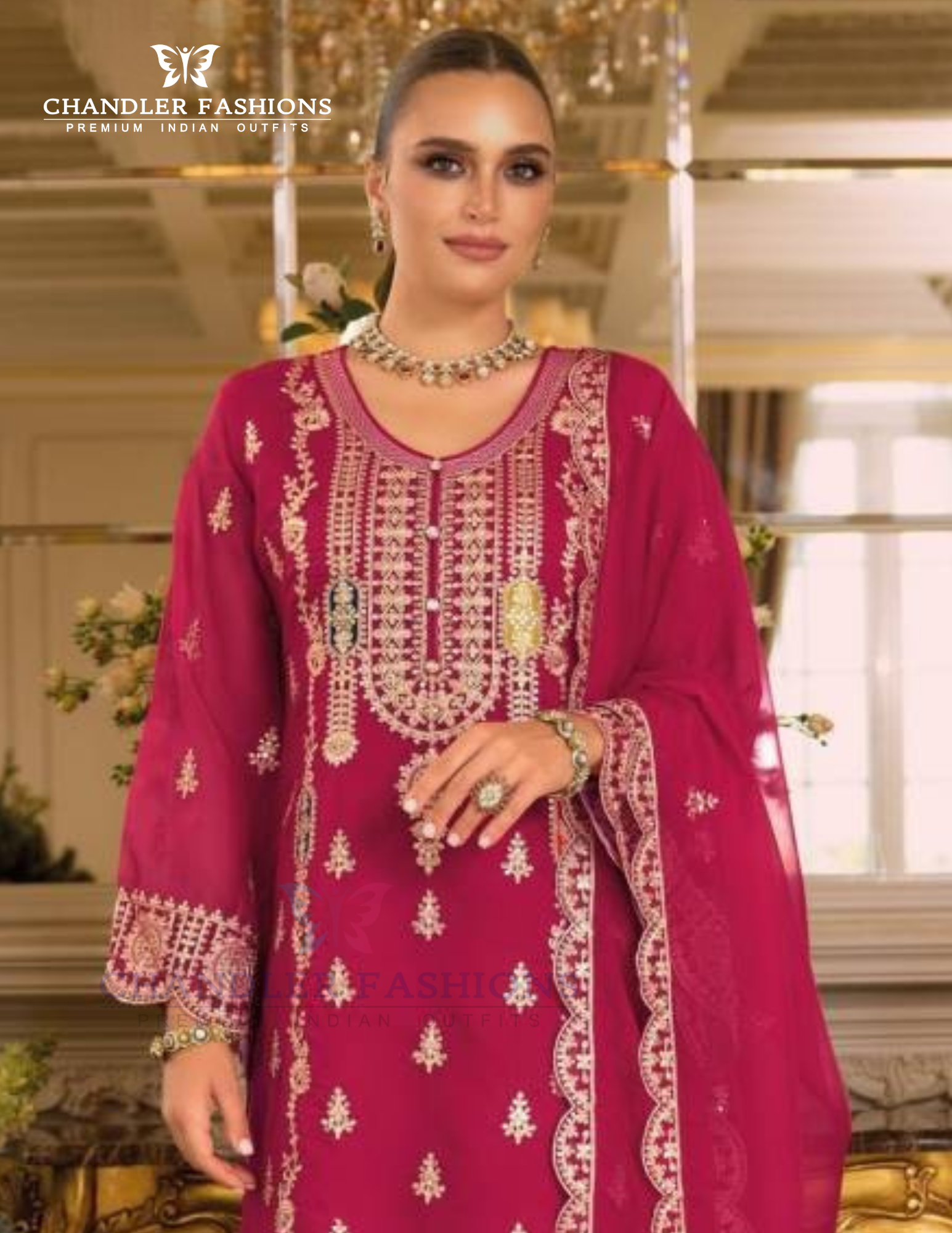 Pink Color Organza With Embroidery Work Salwar Suits Near Me