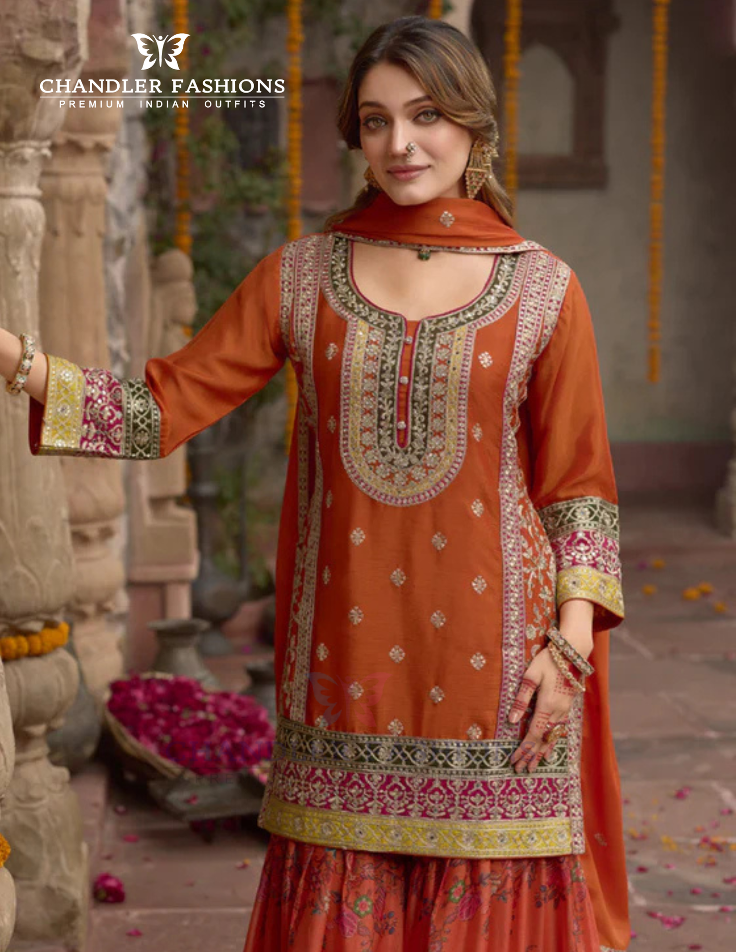 Chinon With Embroidery Work Palazzo Suits In Chandler