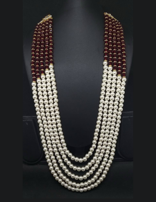 Attractive Maroon Color Designed Work For Men Mala