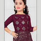 Attractive Wine Color Georgette Sequins Work Sharara Suit Near Me