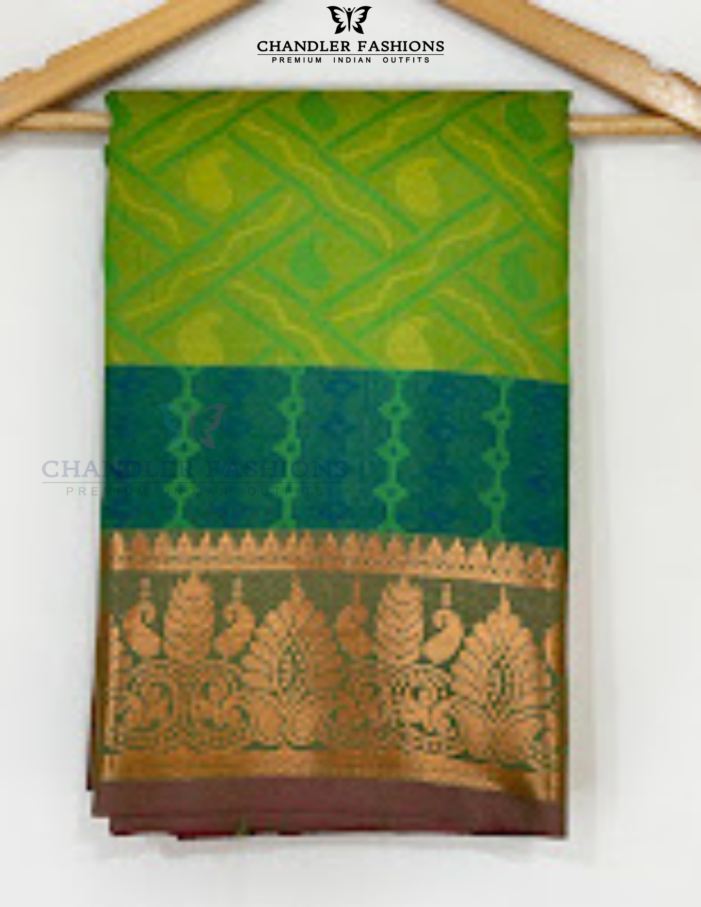 Green Color Pure Kanchi Silk Zari Border Work Saree In USA