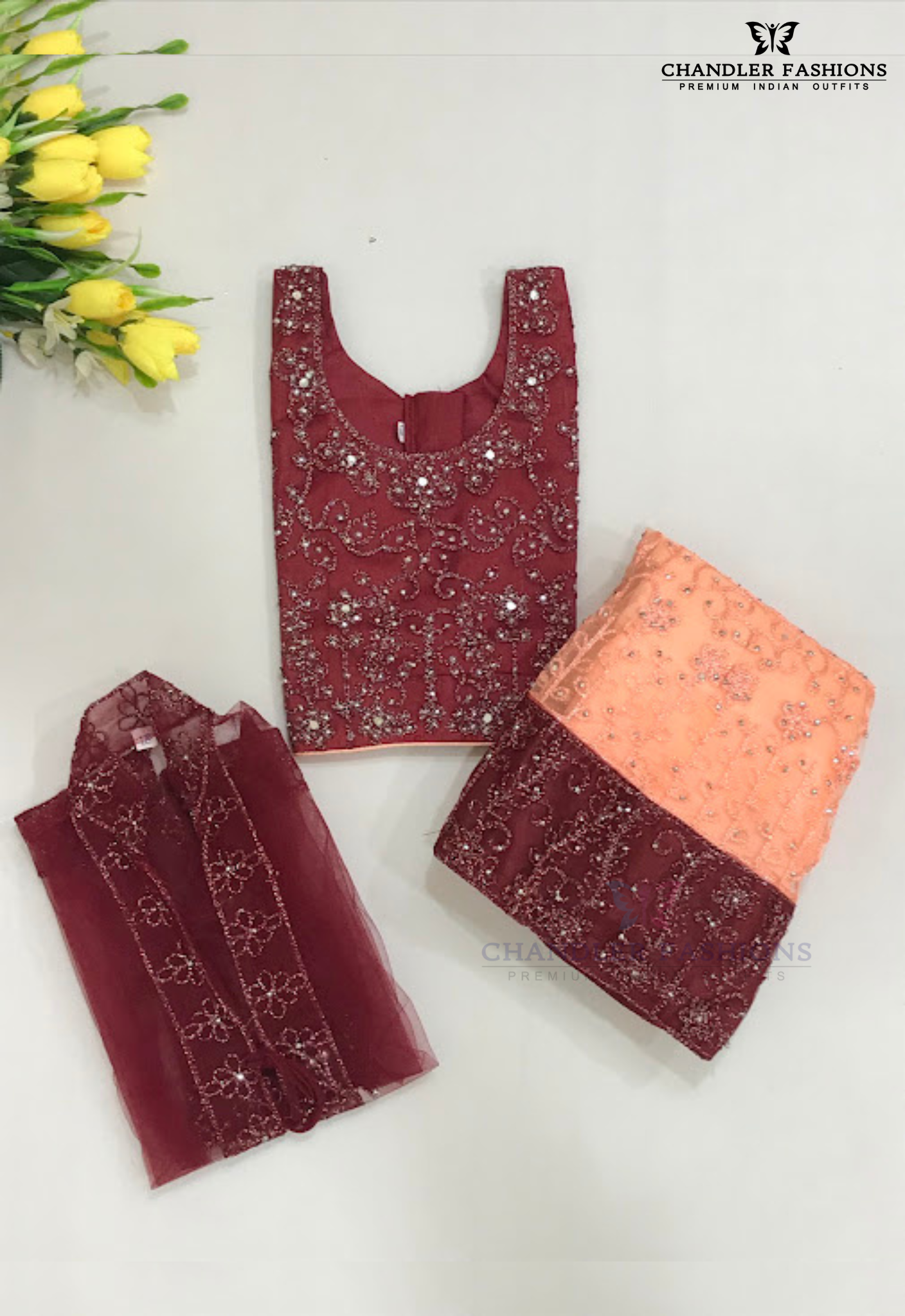 Attractive Maroon Color Girls Choli Sets