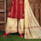 Alluring Red Color Printed Kurti With Beige Palazzo Pant and a Beige Dupatta In Glendale 