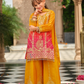 Yellow Color Chinon With Embroidery Work Palazzo Suits For Girls Near Me