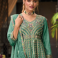 Attractive Green Color Heavy Chinon With Embroidery Work Sharara Suits Near Me