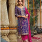 Elegant Purple Color Chinon Embroidery Work Palazzo Suits With Dupatta