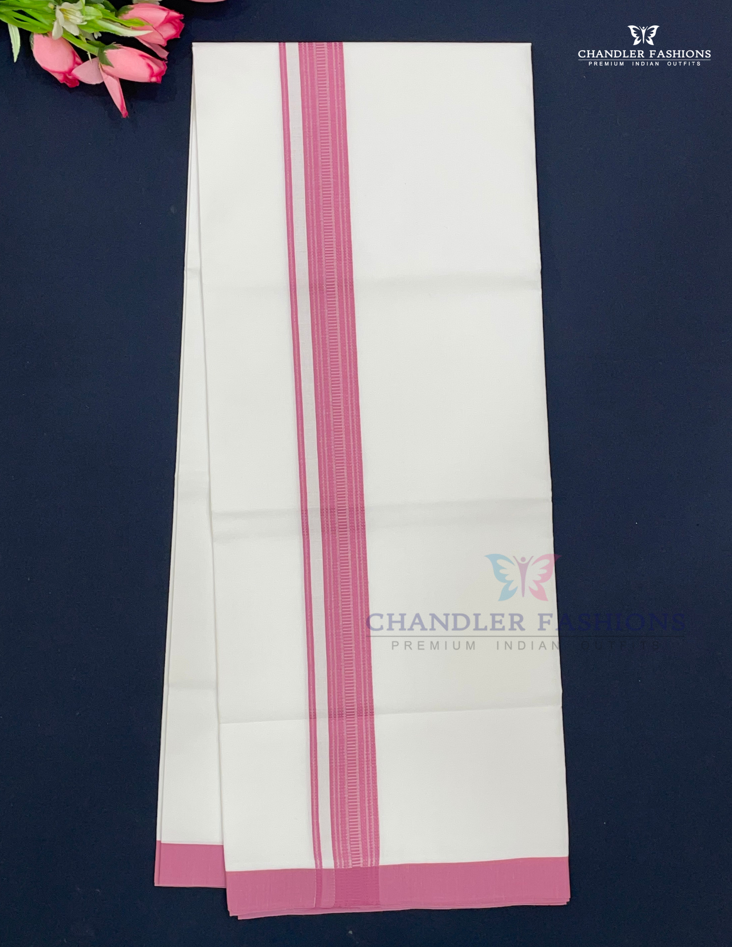 Appealing Men's White Color Cotton Dhoti With Pink Border Near Me