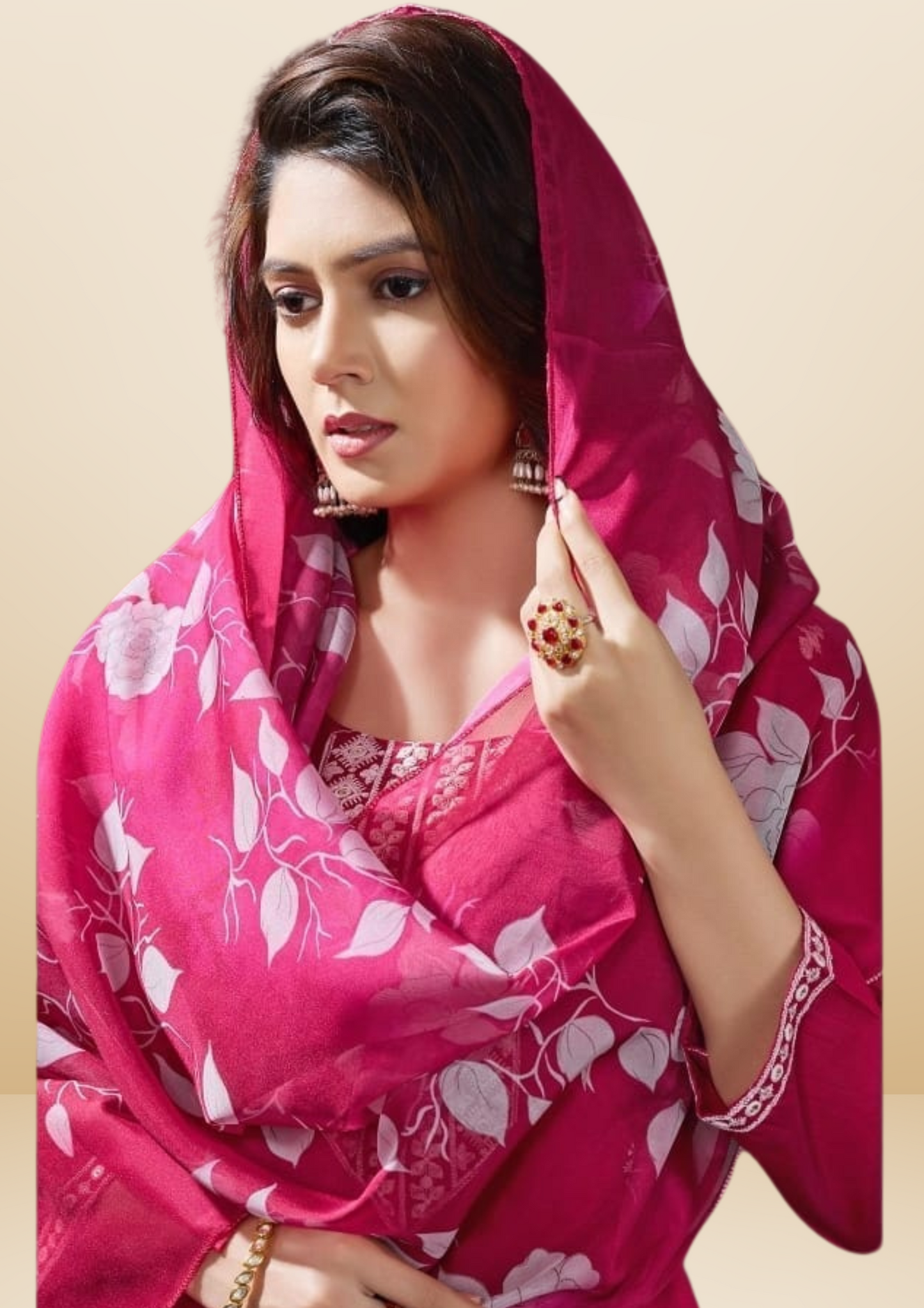 Beautiful Pink Colored Salwar Suits With Floral Design Dupatta Near Me