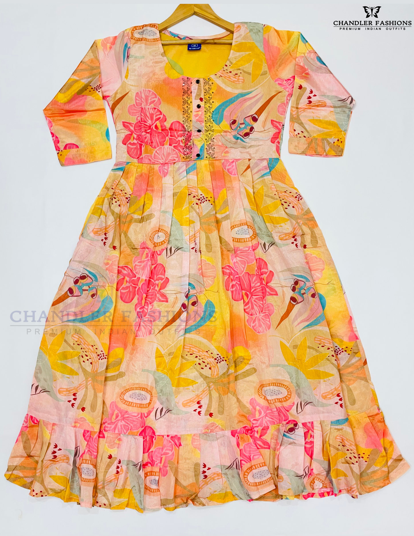 Graceful Multicolor Chiffon Sequins Stone Work Kurti In USA
