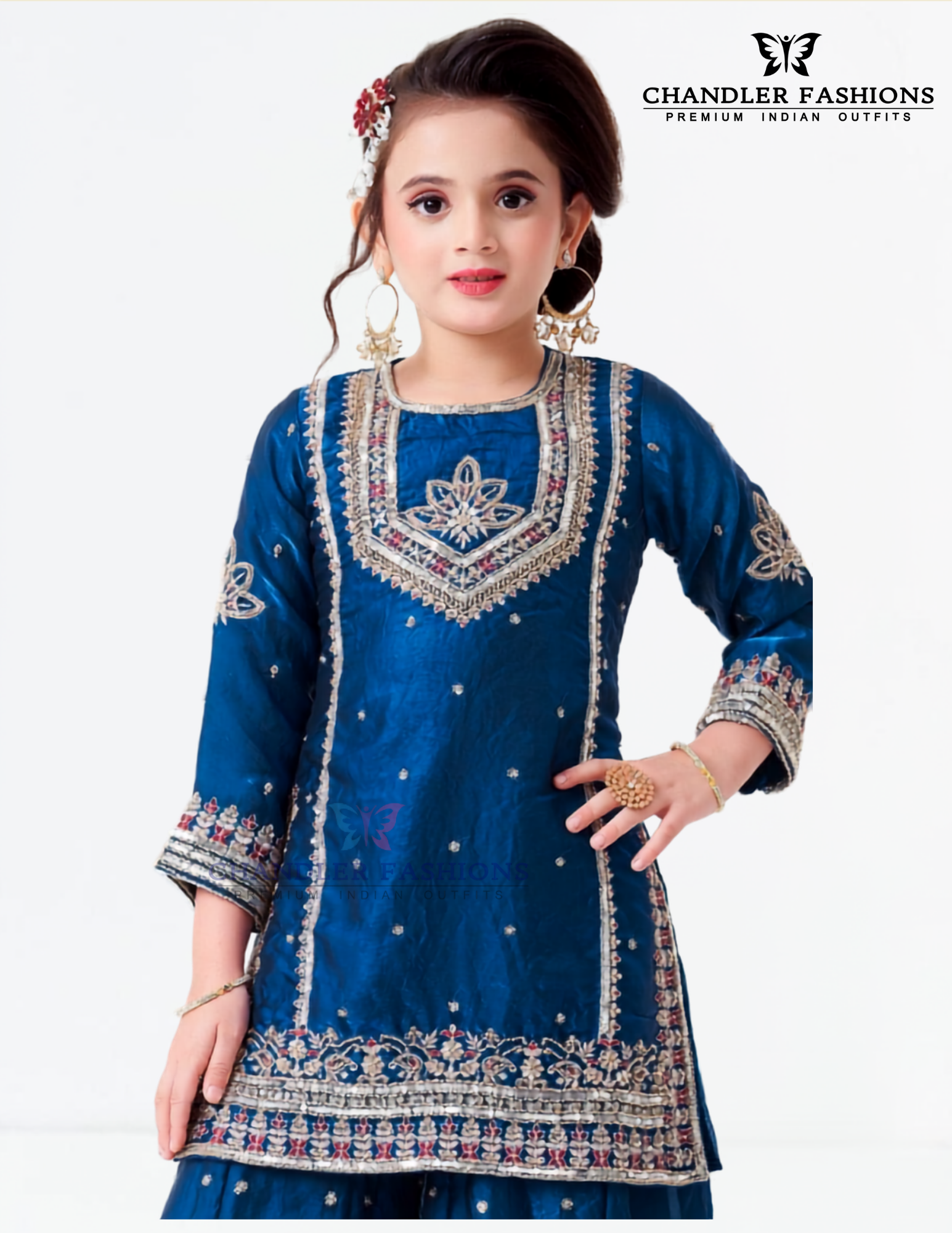 Wonderful  Blue Color Fendy Silk Embroidery And Sequins Work Palazzo Suits Near Me