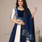 Exquisite Blue And White Color Rayon Chaniya Choli With Printed Work Near Me