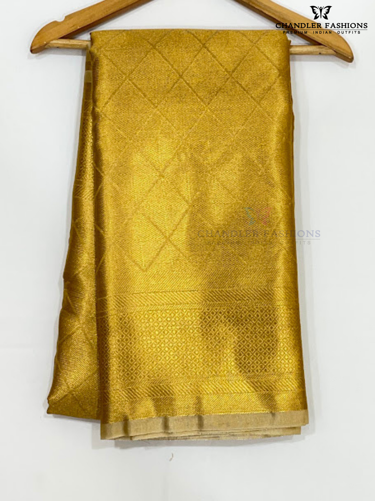 Beautiful Gold Color Tissue Silk With Self Designed And Zari Work Saree For Women Near Me