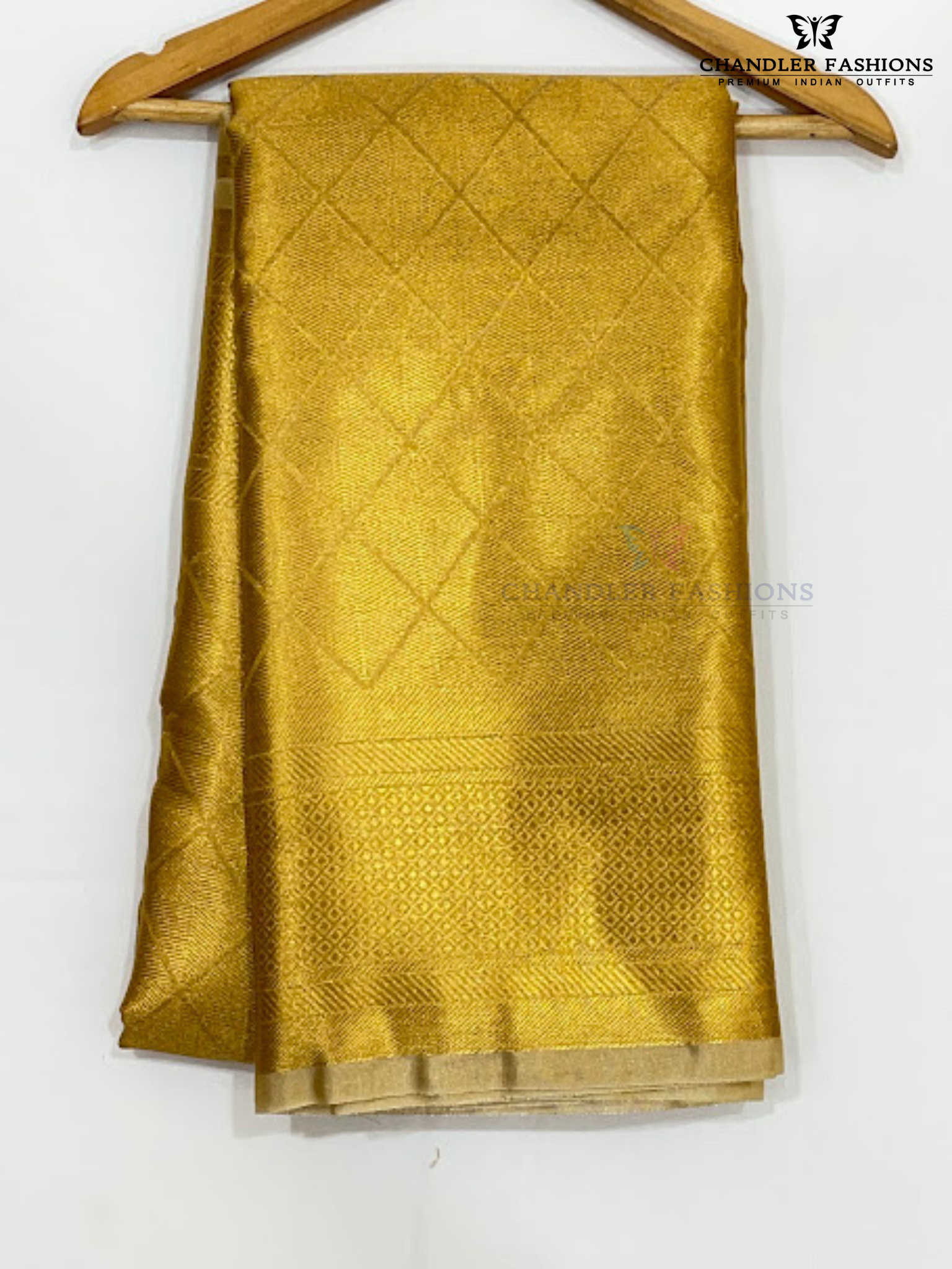 Beautiful Gold Color Tissue Silk With Self Designed And Zari Work Saree For Women Near Me
