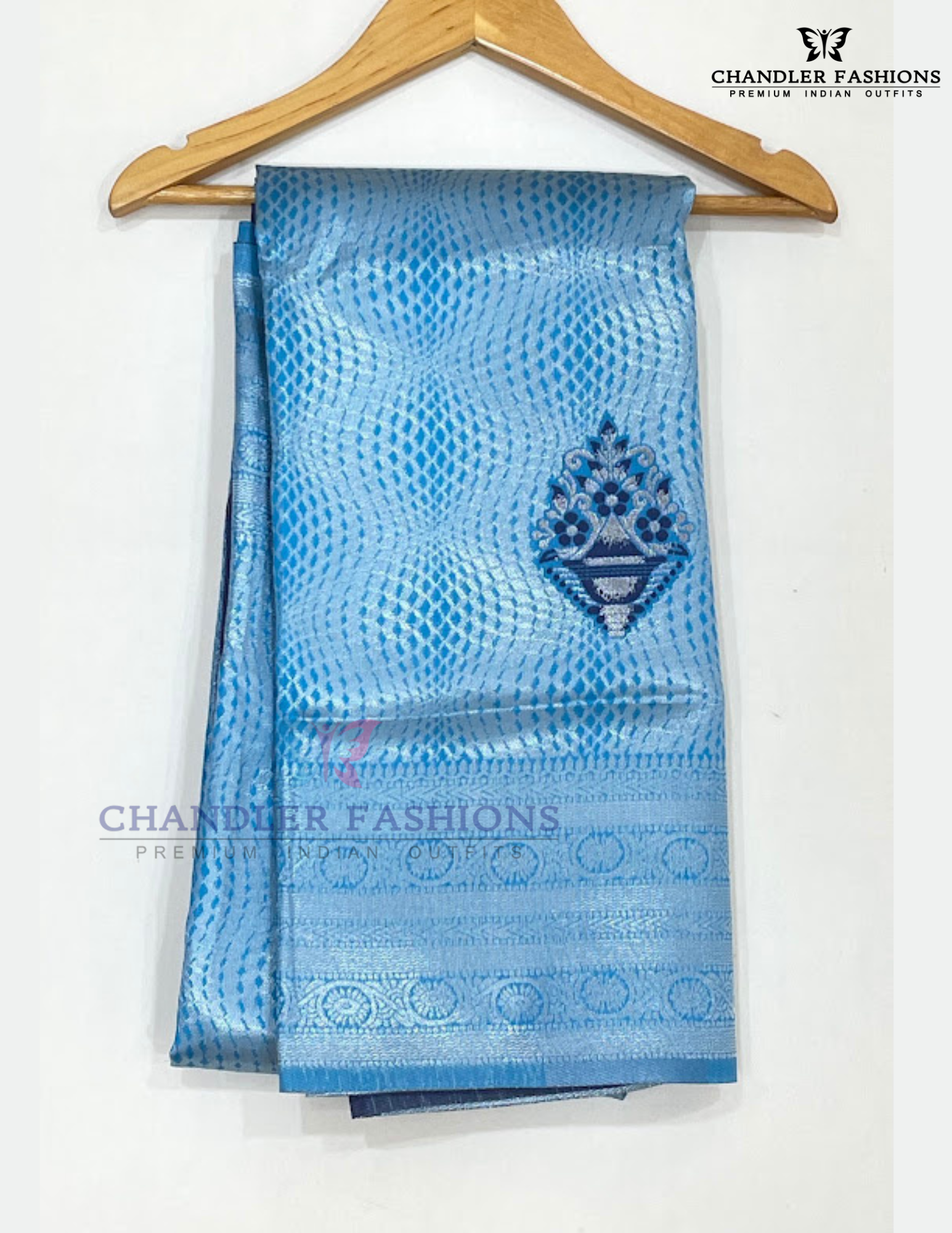 Sky Blue Color Art Silk Saree With Dark Blue Color Rich Pallu For Women Near Me