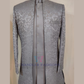 Pleasing Silver Gray Color Jacquard With Hand Embroidery Work Sherwani Suit For Men - PREMIUM QUALITY