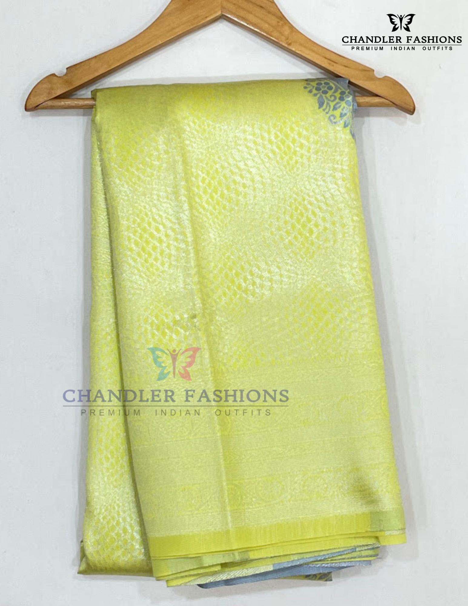 Lime Yellow Color Art Silk Saree With Gray Color Rich Pallu For Women Near Me
