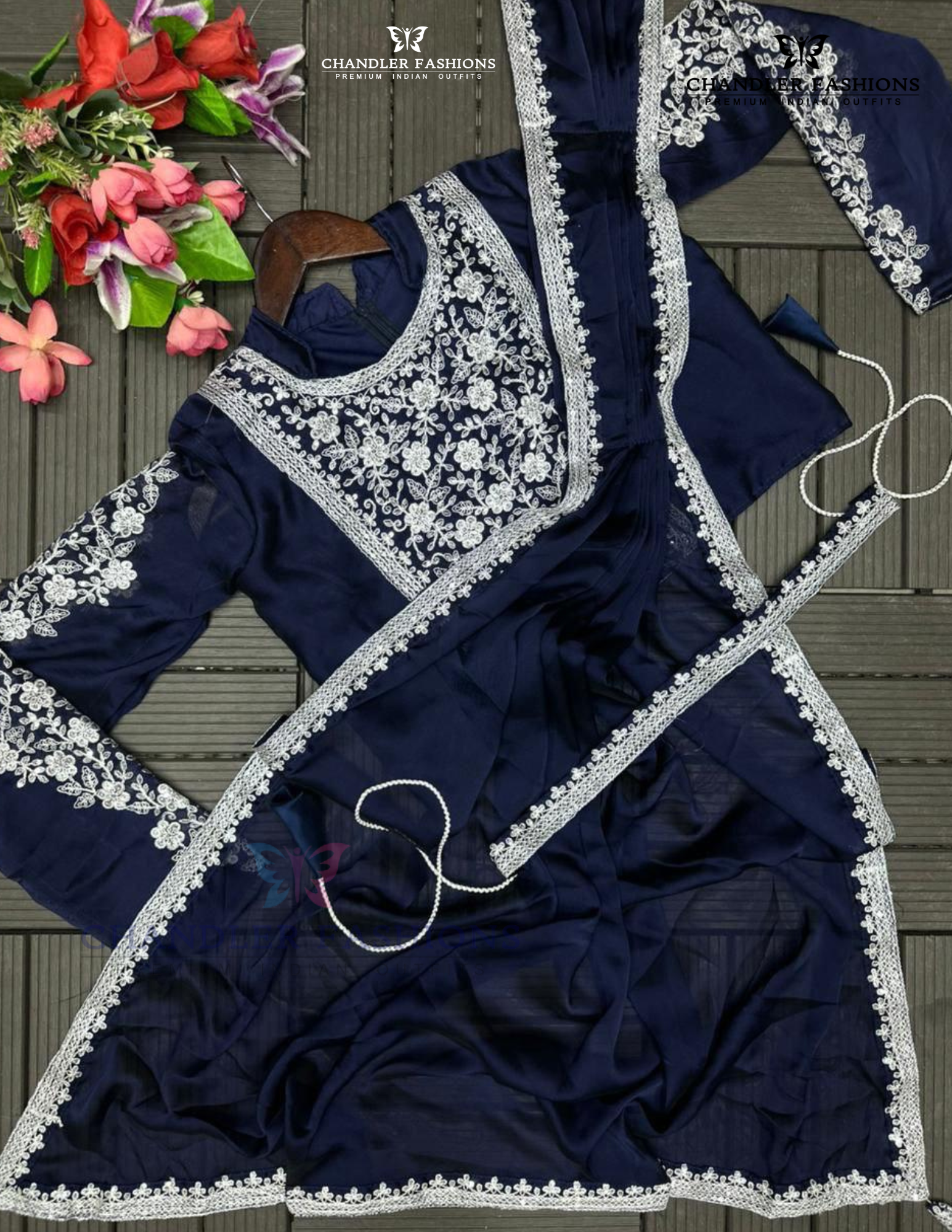 Alluring Navy Blue Color Heavy Rangoli Ready To Wear Saree For Women