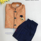 Light Orange Color Silk Cotton Sherwani Suit With Brooch Pin Near Me