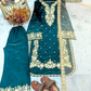Elegant Teal Blue Color Palazzo Suits With Embroidery And Sequins Work Near Me