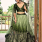 Green Color Silk With Sequins Work Lehenga Choli In Chander