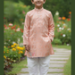 Beautiful Light Pink Color Jacquard Silk With Pajama Kurta For Boys