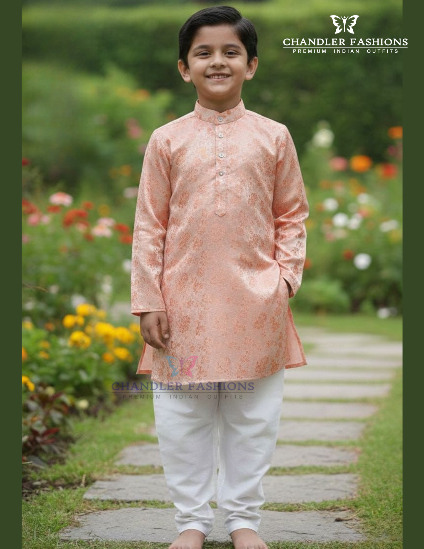 Beautiful Light Pink Color Jacquard Silk With Pajama Kurta For Boys