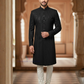 Premium Designer Vivaah Hand Embroidery Silk Sherwani Suit For Men - Black