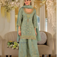 Sea Green Color Chinon With Embroidery And Sequins Work Palazzo Suit With Dupatta Near Me