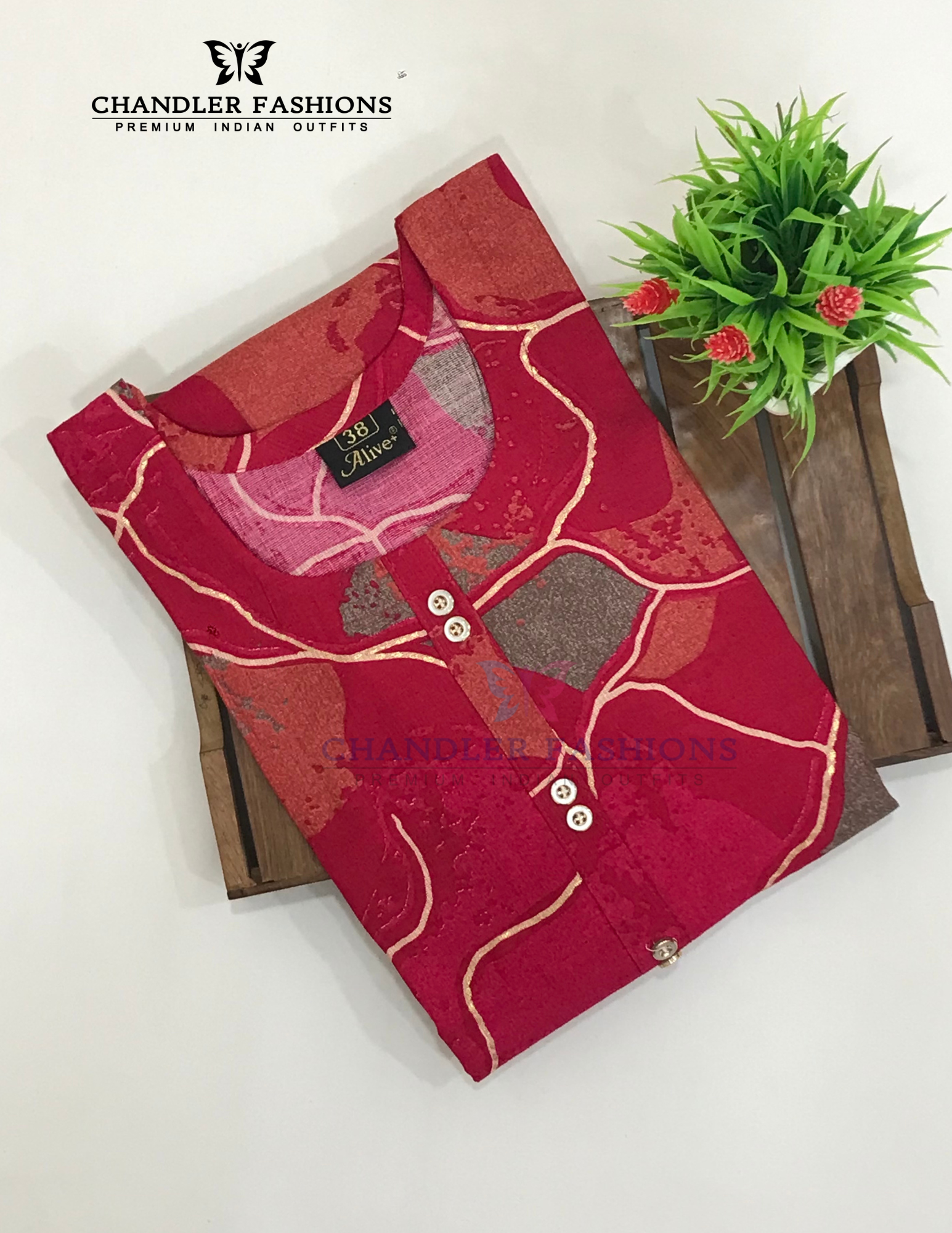 Pink Color With Printed Work Cotton Kurti In USA