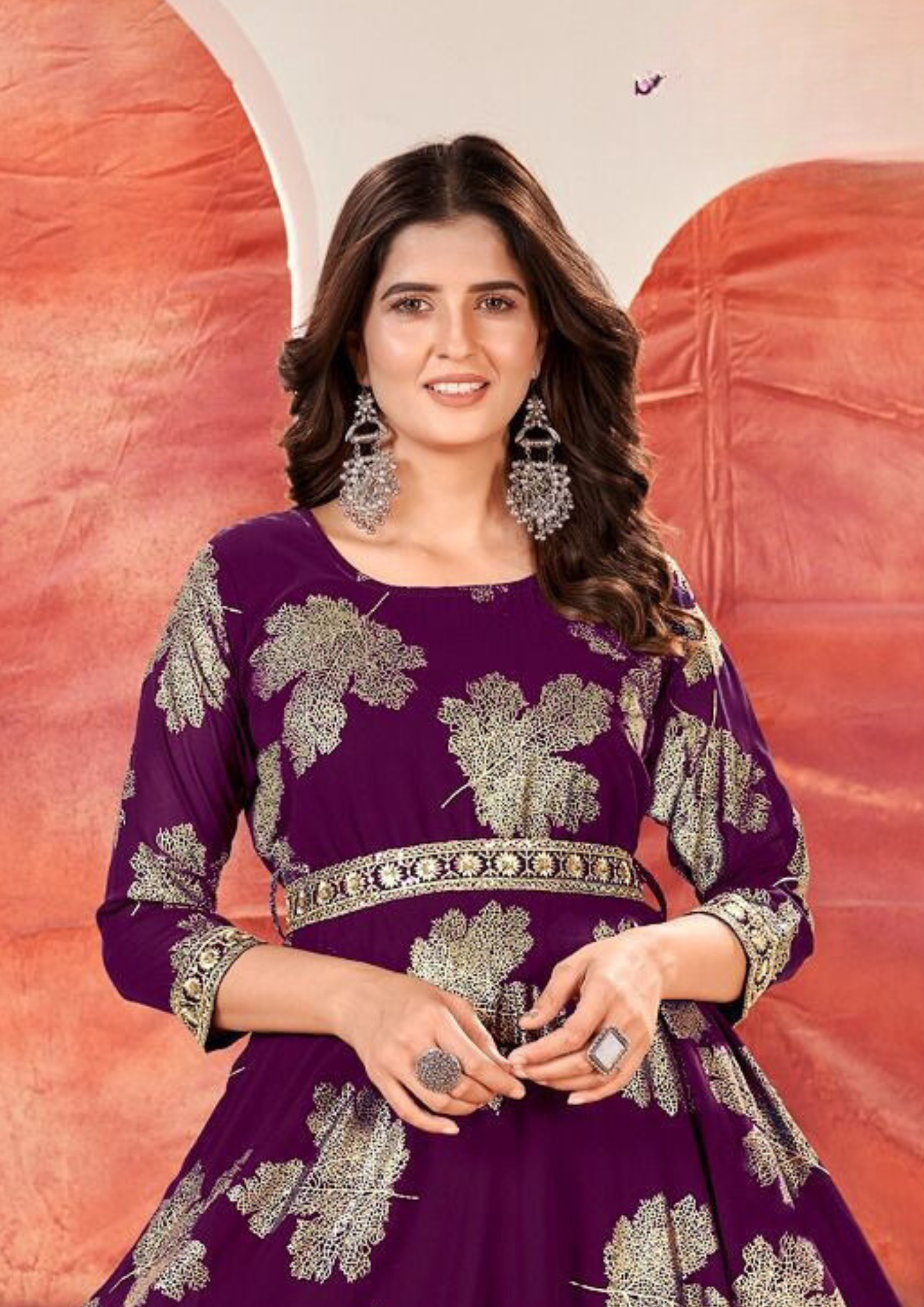 Lovely Purple Color Faux Georgette Kurti Near Me