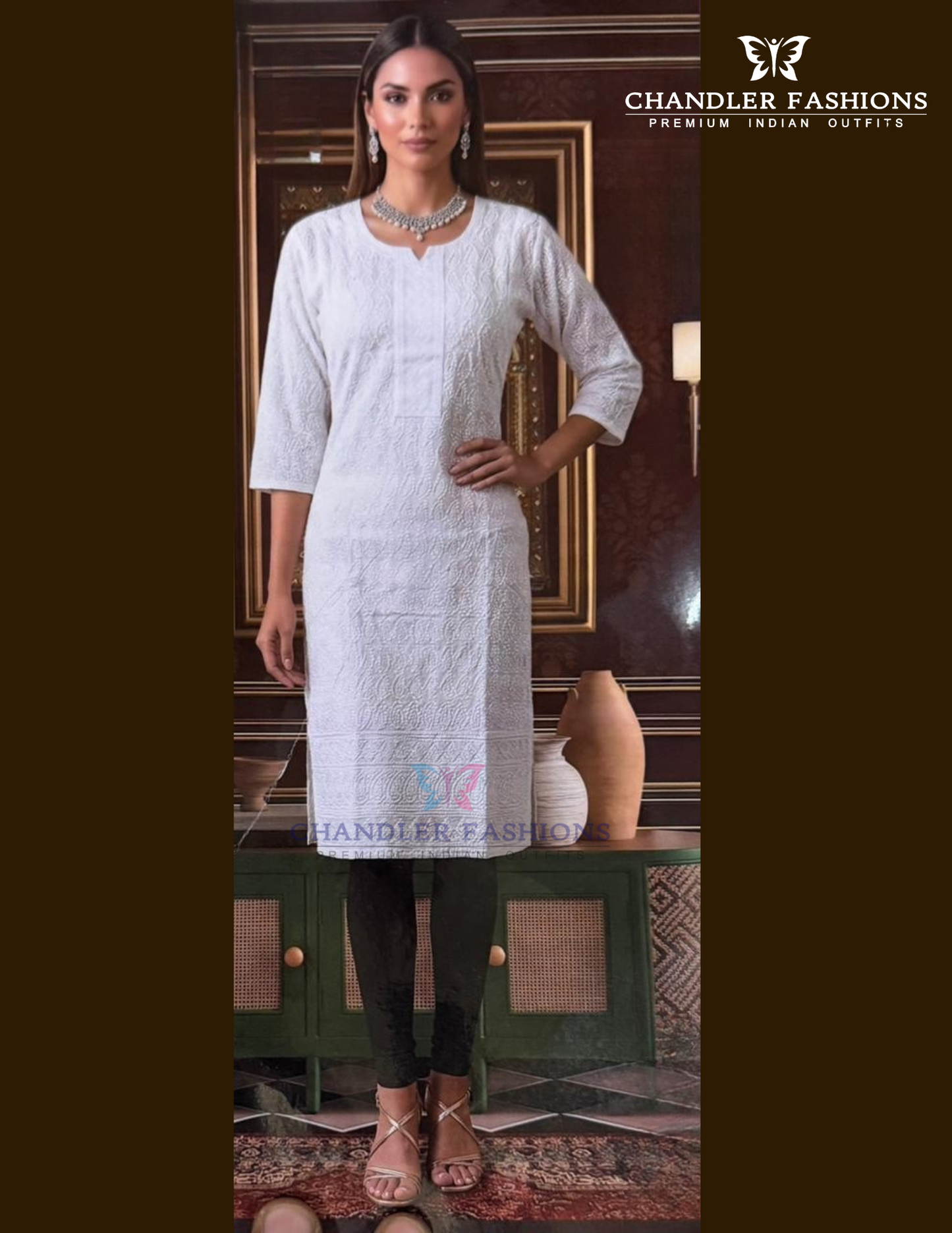 Stunning White Color Rayon With Chikankari Work Kurti For Women