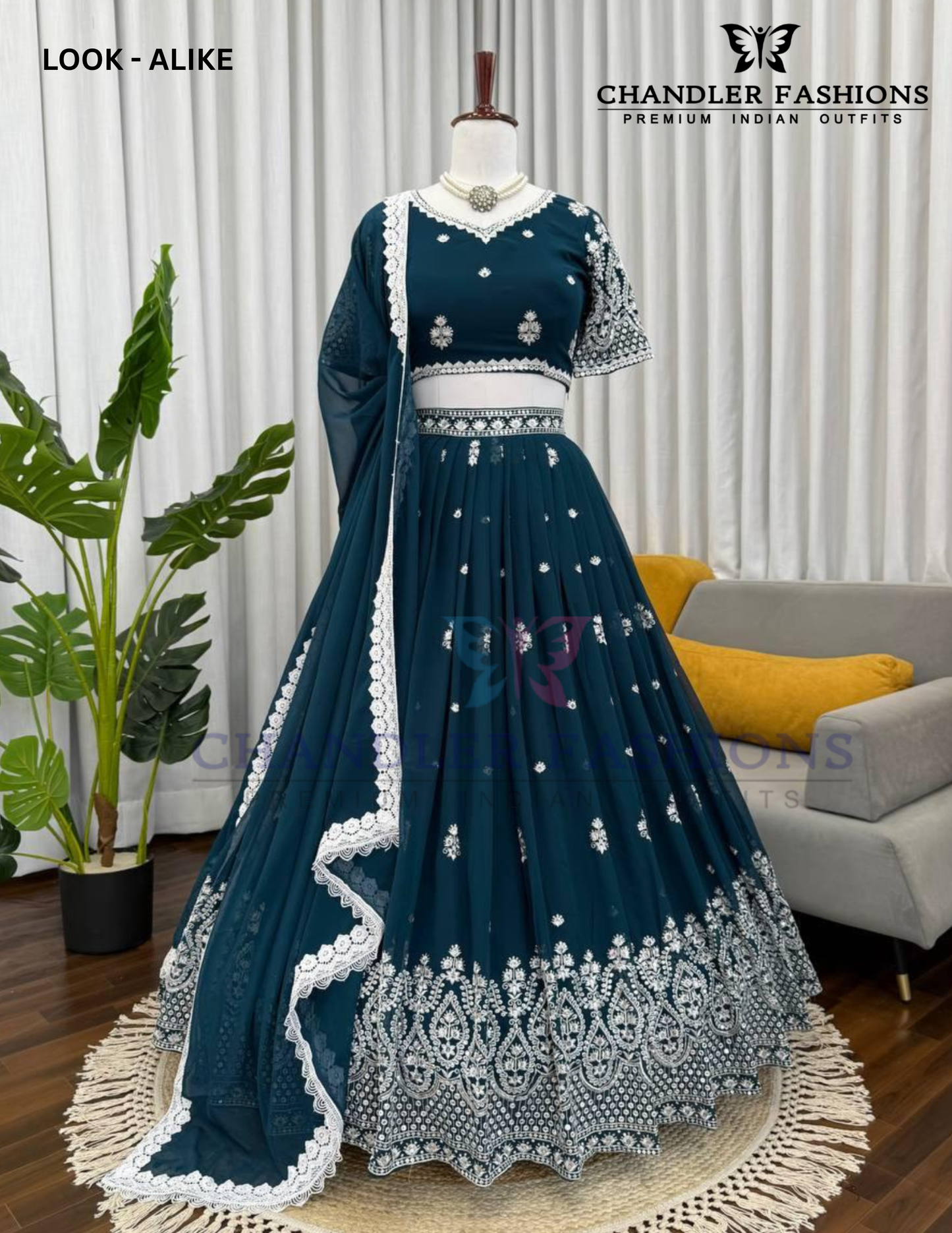 Attractive Teal Blue Color Embroidery And Sequins Work Lehenga Choli For Women
