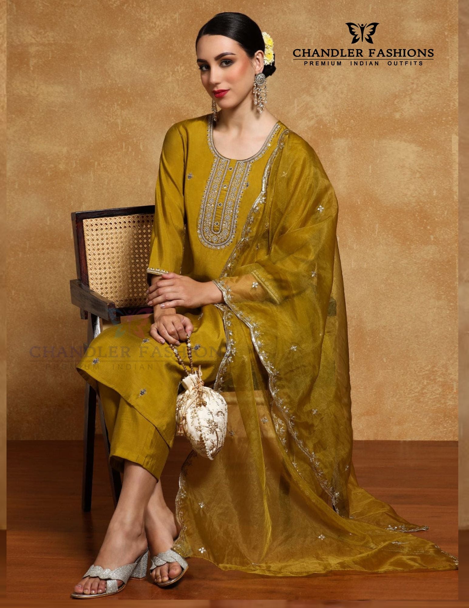 Alluring Mustard Yellow Color Cotton Blend With Embroidery Work Salwar Suits For Women In USA